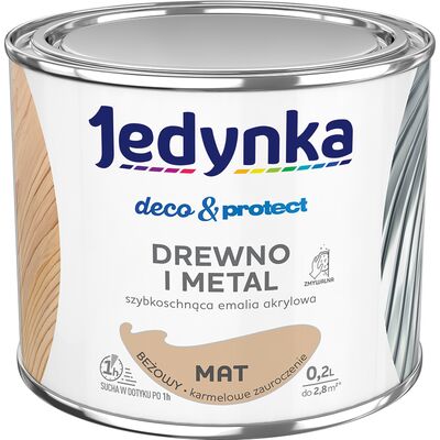 Farba akrylowa Jedynka DecoProtect Drewno i Metal Mat Beżowy 0,2 l