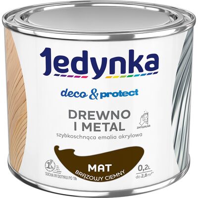 Farba akrylowa Jedynka DecoProtect Drewno i Metal Mat Brązowy Ciemny 0,2 l