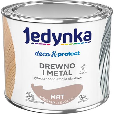 Farba akrylowa Jedynka DecoProtect Drewno i Metal Mat Brązowy 0,2 l