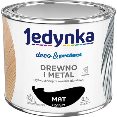 Farba akrylowa Jedynka DecoProtect Drewno i Metal Mat Czarny 0,2 l