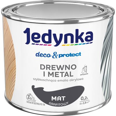 Farba akrylowa Jedynka DecoProtect Drewno i Metal Mat Grafitowy 0,2 l