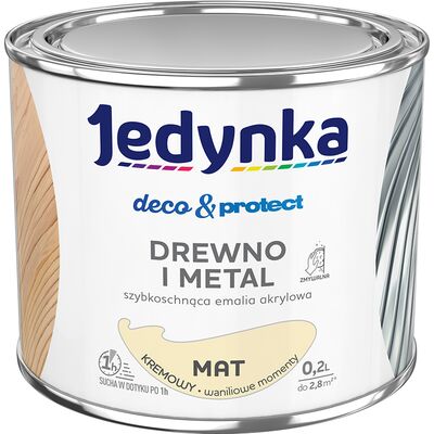 Farba akrylowa Jedynka DecoProtect Drewno i Metal Mat Kremowy 0,2 l