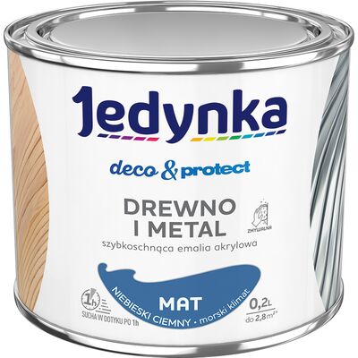 Farba akrylowa Jedynka DecoProtect Drewno i Metal Mat Niebieski Ciemny 0,2 l
