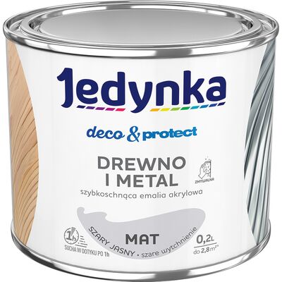 Farba akrylowa Jedynka DecoProtect Drewno i Metal Mat Szary Jasny 0,2 l