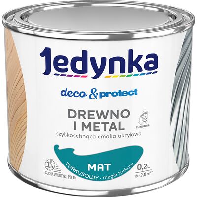 Farba akrylowa Jedynka DecoProtect Drewno i Metal Mat Turkusowy 0,2 l
