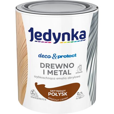 Farba akrylowa Jedynka DecoProtect Drewno i Metal Satynowy Połysk Brązowy Ciemny 0,7 l