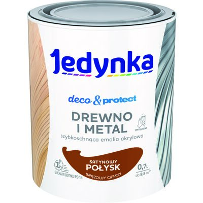 Farba akrylowa Jedynka DecoProtect Drewno i Metal Satynowy Połysk Brązowy Ciemny 0,7 l