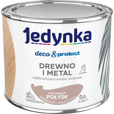 Farba akrylowa Jedynka DecoProtect Drewno i Metal Satynowy Połysk Brązowy 0,2 l