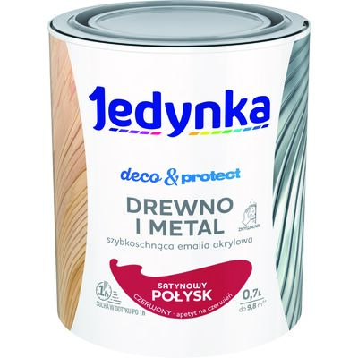 Farba akrylowa Jedynka DecoProtect Drewno i Metal Satynowy Połysk Czerwony 0,7 l