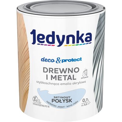 Farba akrylowa Jedynka DecoProtect Drewno i Metal Satynowy Połysk Niebieski Jasny 0,7 l