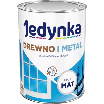 Farba alkidowa Jedynka Do Drewna I Metalu Mat Biały 0,9 l