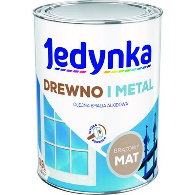 Farba alkidowa Jedynka Do Drewna I Metalu Mat Brązowy 0,9 l