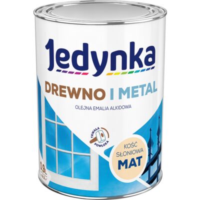 Farba alkidowa Jedynka Do Drewna I Metalu Mat Kość Słoniowa 0,9 l