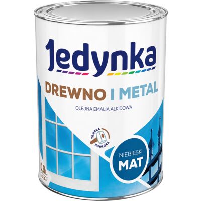 Farba alkidowa Jedynka Do Drewna I Metalu Mat Niebieski 0,9 l