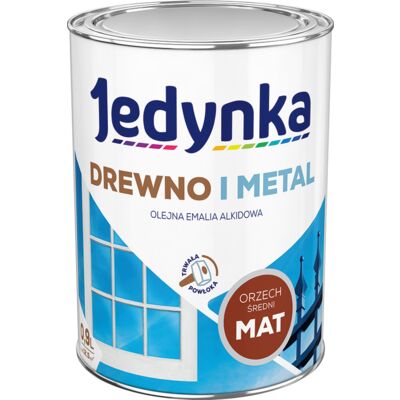 Farba alkidowa Jedynka Do Drewna I Metalu Mat Orzech Średni 0,9 l