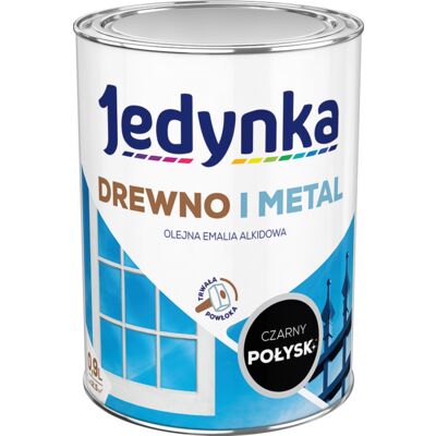 Farba alkidowa Jedynka Do Drewna I Metalu Połysk Czarny 0,9 l