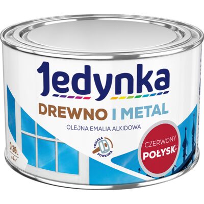 Farba alkidowa Jedynka Do Drewna I Metalu Połysk Czerwony Jasny 0,36 l