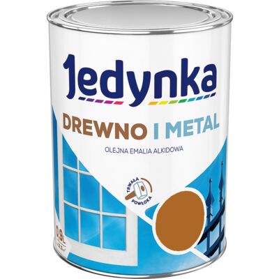 Farba alkidowa Jedynka Do Drewna I Metalu Połysk Orzech Jasny 0,9 l