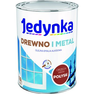 Farba alkidowa Jedynka Do Drewna I Metalu Połysk Orzech Średni 0,9 l