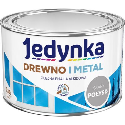 Farba alkidowa Jedynka Do Drewna I Metalu Połysk Szary Jasny 0,36 l
