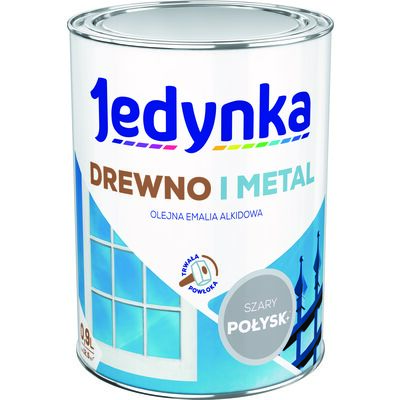 Farba alkidowa Jedynka Do Drewna I Metalu Połysk Szary Jasny 0,9 l