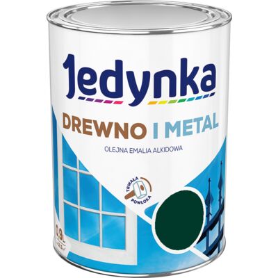 Farba alkidowa Jedynka Do Drewna I Metalu Połysk Zielony Ciemny 0,9 l