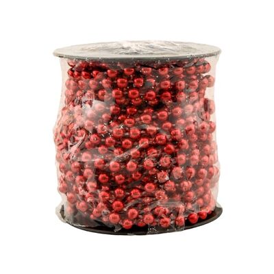 Girlanda koralikowa czerwona 7,5 mm x 8 m