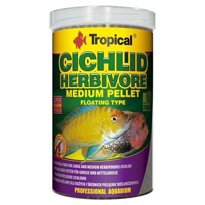 Pokarm dla ryb pływający Cichlid Herbivore Medium Pellet 1000 ml / 360 g Tropical