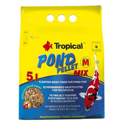 Pokarm dla ryb pływający pond Pellet mix size M 5 l / 550 g worek Tropical