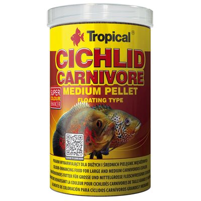 Pokarm dla ryb pływający Cichlid Carnivore Medium Pellet 1000 ml / 360 g Tropical