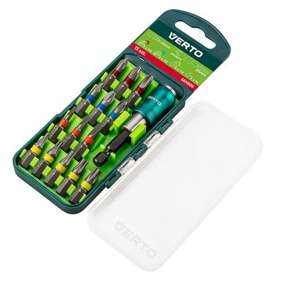 Zestaw bitów 16 sztuk, 25 mm - 3 x PH, 3 x PZ, 3 x SL, 5 x TX + uchwyt magnetyczny VERTO