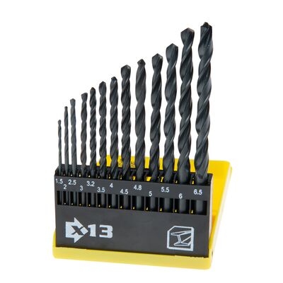 Wiertło do metalu HSS, 1,5 - 6,5 mm, zestaw 13 sztuk Top Tools