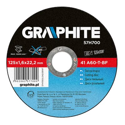 Tarcza tnąca do metalu 125 x 1,6 x 22 mm, 41 A60-T-BF GRAPHITE
