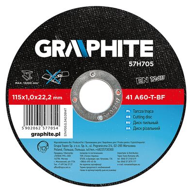 Tarcza tnąca do metalu 115 x 1,0 x 22,2 mm, 41 A60-T-BF GRAPHITE