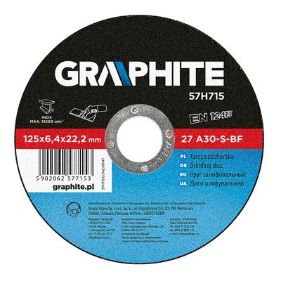 Tarcza szlifierska do metalu 125 x 6,4 x 22,2 mm, 27 A30-S-BF GRAPHITE