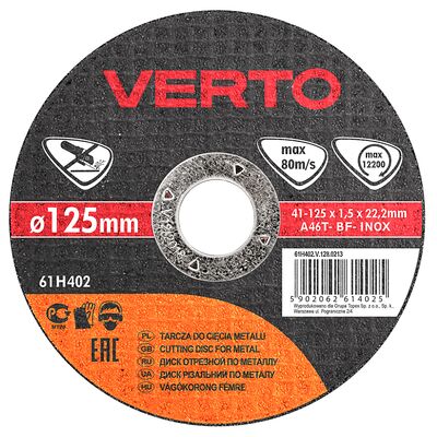 Tarcza tnąca do metalu 125 x 1,5 x 22,2 mm VERTO