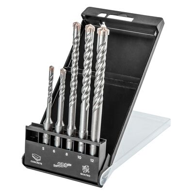 Zestaw wierteł do betonu SDS Plus, quatro, zestaw 5 sztuk - 5, 6 x 110 mm + 8, 10, 12 x 160 mm GRAPHITE