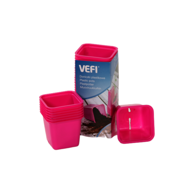 Doniczka do rozsady kwadratowa 6 cm różowa 30 szt. VEFI
