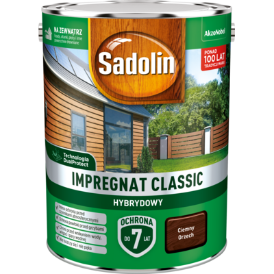 Impregnat CLASSIC HYBRYDOWY Ciemny Orzech 4,5 l Sadolin