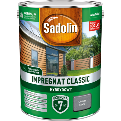 Impregnat CLASSIC HYBRYDOWY Ciemny Szary 4,5 l Sadolin