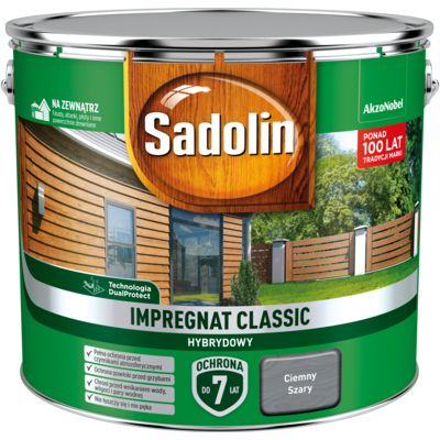 Impregnat CLASSIC HYBRYDOWY Ciemny Szary 9 l Sadolin