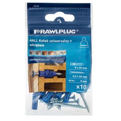 Kołek uniwersalny 4ALL 8 x 40 mm z Wkrętem, 10 szt.