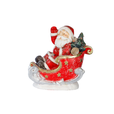 Figurka ceramiczna Mikołaj na saniach LED