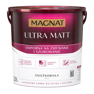 Farba emulsyjna Ultra Matt lateksowa biała 2,5 l Magnat