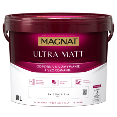 Farba emulsyjna Ultra Matt lateksowa biała 10 l Magnat