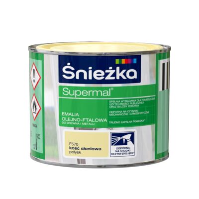 Farba emaliowa olejno-ftalowa Supermal kość słoniowa 0,2 l Śnieżka