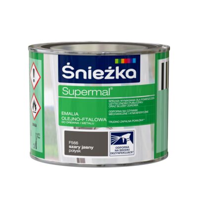 Farba emaliowa olejno-ftalowa Supermal szary jasny 0,2 l Śnieżka