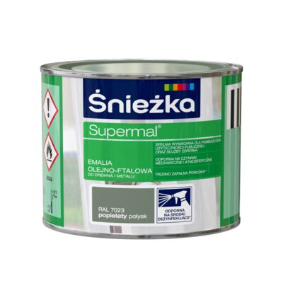 Farba emaliowa olejno-ftalowa Supermal popielaty 0,2 l Śnieżka