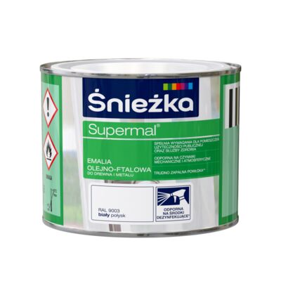 Farba emaliowa olejno-ftalowa Supermal biały 0,2 l Śnieżka