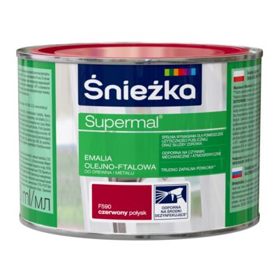 Farba emaliowa olejno-ftalowa Supermal czerwona 400 ml Śnieżka